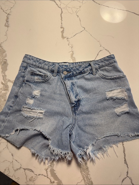 Vervet Pants - Vervet light blue Distressed Denim Shorts - High waist and asymmetrical fly.